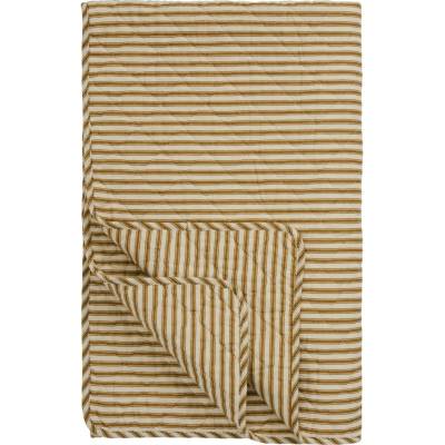 Ib Laursen Prošívaný přehoz Sand / Ochre green stripes 130 × 180 cm