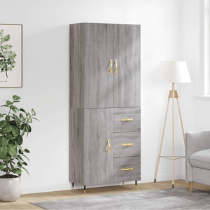 vidaXL Висок шкаф, сив сонома, 69, 5x34x180 см, инженерно дърво (3195889)
