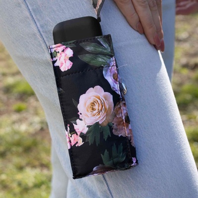 Fulton rococo rose L501 dámský skládací deštník černý