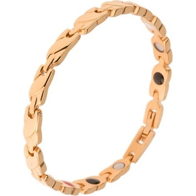 Šperky eshop ocelový zlaté barvy články s vyvýšeným šikmým pásem magnety SP29.03