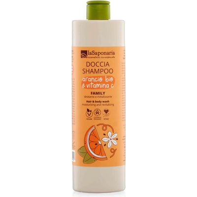 laSaponaria Sprchový gel a šampon 2v1 s BIO pomerančem a vit. C pro celou rodinu 500 ml