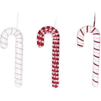 LAALU Súprava 3 ks ozdôb: Ozdoby cukrovej paličky MAXI matné 34 × 4 cm