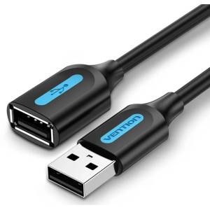 Vention USB-A 2.0/M - USB-A 2.0/F (удължител, PVC черен), 2 м, кабел