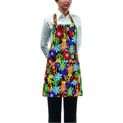Egochef zástera ku krku s vreckom DÁMSKA Peace and Love