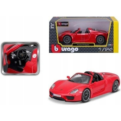Bburago Porsche 918 Spyder v měřítkučervený precizně zpracovaný mo 1:24