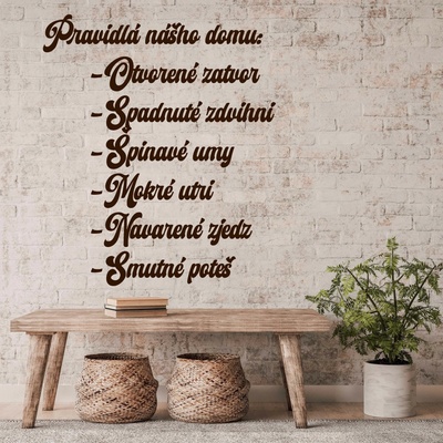 Drevený nápis na stenu - Pravidlá nášho domu: