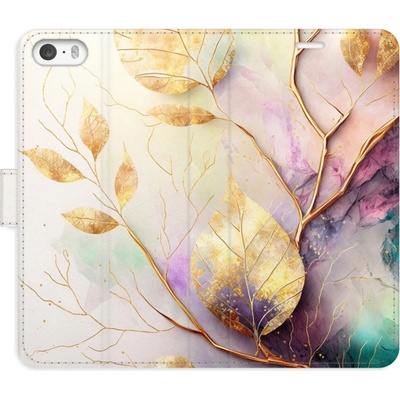 iSaprio - Apple iPhone 5 / 5S / SE - Gold Leaves 02 - kapsičky na karty - VÝPRODEJ