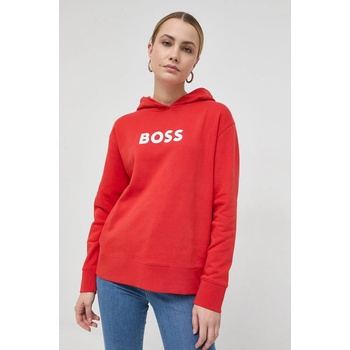 HUGO BOSS Памучен суичър boss в червено с качулка принт 50468367 (50468367)