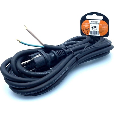 Flexo šnúra, 5m, 2x1,5mm2, gumová, čierna