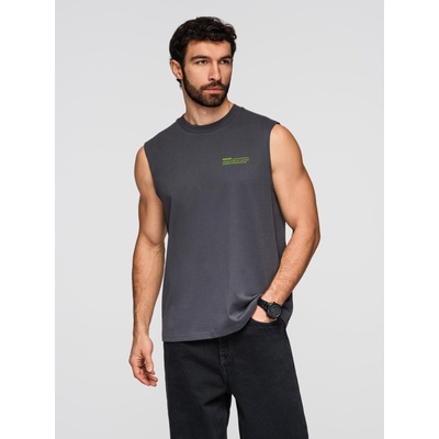 Ombre Clothing Мъжка памучна тениска без ръкави TANK TOP - графитен V2 OM-TSTT-0243 Ombre Clothing Ombre Clothing | Siv | МЪЖЕ | M