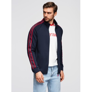 Ombre Clothing Мъжки суитшърт със закопчаване и висок яка - тъмно синьо V3 OM-SSZP-0224 Ombre Clothing Ombre Clothing | Sin | МЪЖЕ | S