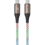 Blavec Кабел с въжена оплетка и бързо зареждане за устройства с USB-C порт - Blavec Neon USB-C to USB-C Cable 60W PD (светещ) (100 см) (CNE-CC3L1)