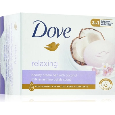 Dove Relaxing почистващ твърд сапун Coconut milk & Jasmine petals 90 гр