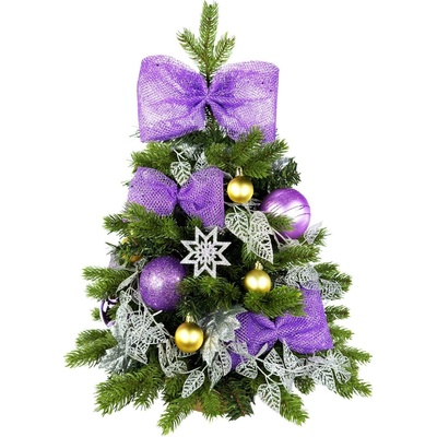 LAALU Ozdobený stromeček FIALOVÁ POEZIE II 60 cm s LED OSVĚTLENÍM s 28 ks ozdob a dekorací