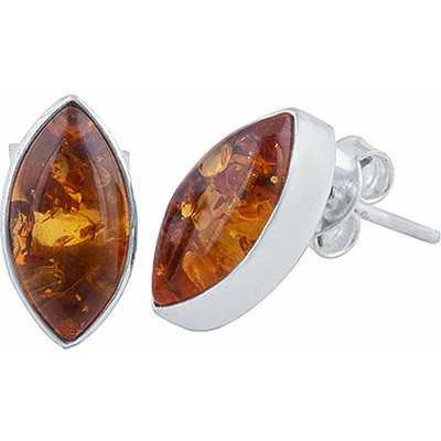 Nefertitis Stříbrné náušnice pecky s jantarem NF62833 12 mm, 2 g