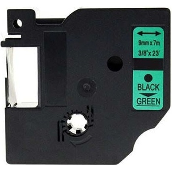 Pro Dymo Съвместима лента с Dymo 40919, S0720740, 9mm x 7m черен печат / зелен фон (40919)