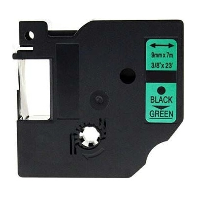 Compatible Съвместима лента с Dymo 40919, S0720740, 9mm x 7m черен печат / зелен фон (40919)