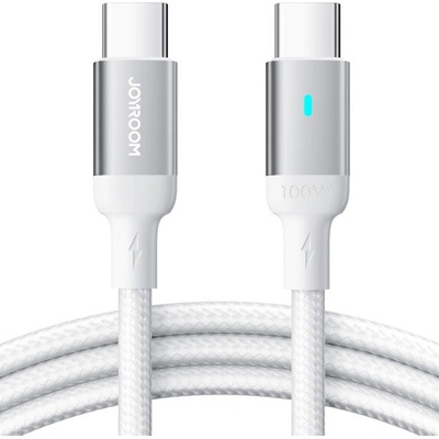 Joyroom S-CC100A10 opletený nabíjací a dátový, 100W USB-C/USB-C na iPhone/iPad/MacBook/AirPods, 1,2m, bílý