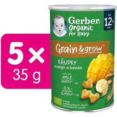 GERBER ORGANIC křupky s mangem a banánem 5 x 35 g