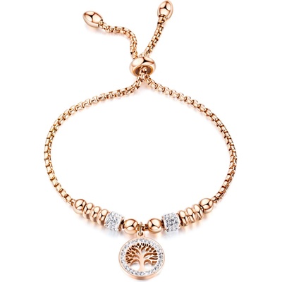 Steel Edge náramok z chirurgickej ocele dámsky JCFGS1021 Strom života Rose gold