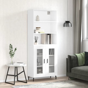 vidaXL Висок шкаф, бял, 69, 5x34x180 см, инженерно дърво (3189333)