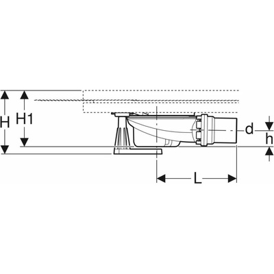 GEBERIT - Setaplano Souprava pro hrubou montáž ke vaničce, výška vodního uzávěru 50 mm, d50 mm, 6 noh (154.013.00.1)