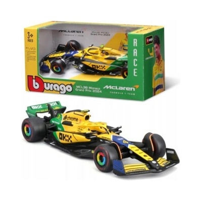 Bburago Model 1:43 BOLID F1 McLaren MCL38 Norris Monaco GP 2024 Senna 18-38214
