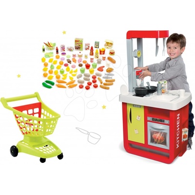 Smoby set kuchyňka Cherry Special a Écoiffier sada potravin 100% Chef 310810-11