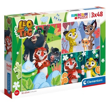 Image 1 of Clementoni - Puzzle 3x48 Leo and Tig - 40 - 99 piese