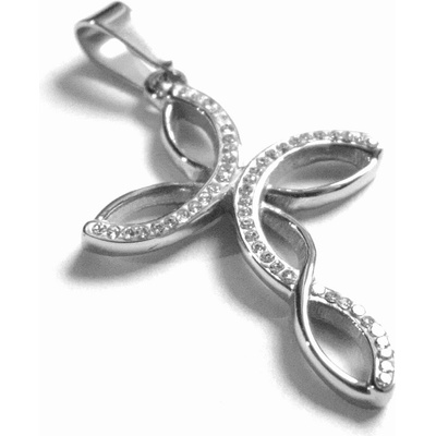 Steel Jewelry Přívěsek křížek s krystalky z chirurgické oceli PR130164