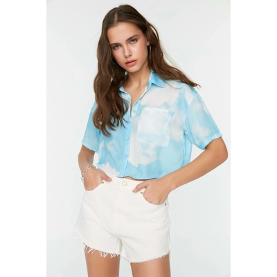 Trendyol White Denim Shorts with Tassels Tassels 8683046924725 bílá