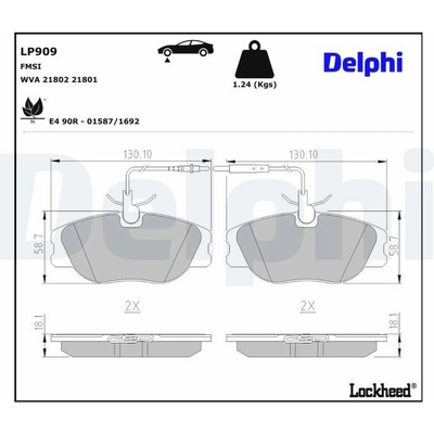 Sada brzdových platničiek kotúčovej brzdy DELPHI LP909
