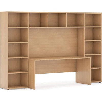 Zostavy knižníc INTEGRO so stolom, nižšie, 2950x700/400x1923 mm, buk