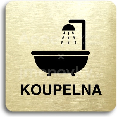ACCEPT Piktogram koupelna - zlatá tabulka - černý tisk bez rámečku