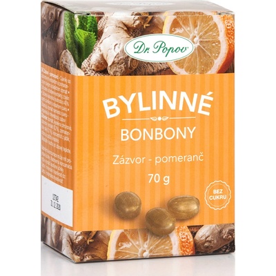 Dr.Popov Bylinné bonbony Zázvor pomeranč 70 g