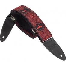 PRS 2" Guitar Strap, Custom Jacquard Birds Fleur, Red