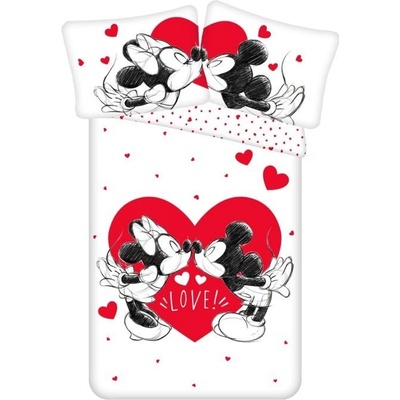 Jerry Fabrics obliečky Mickey a Minnie Love and heart Bavlna 140x200 70x90