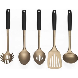 Russell Hobbs Комплект прибори за готвене Russell Hobbs Opulence RH02170BEU, 5 части, Soft touch дръжка, Неръждаема стомана, Златист/черен (999RH02170)