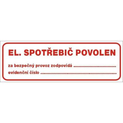 Tabulka bezpečnostní - Spotřebič povolen
