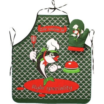 Forbyt Zástěra a chňapka set pro rybáře zelený