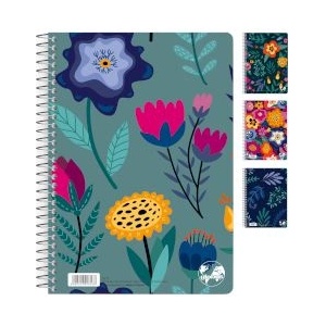 Globus Тетрадка със спирала A4, 60 листа, 2 теми Floral