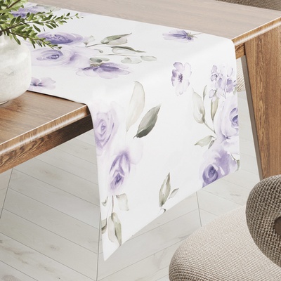 Biante Teflónový behúň TF-024 Fialové ruže na bielom 20x120cm