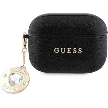 Guess Кейс Guess GUAP2PGEHCDK за AirPods Pro 2, черен, Fixed Glitter Heart Diamond Charm
