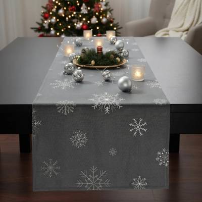 MyBestHome ZET Vánoční běhoun SNOWFLAKE tmavě šedá 40x140 cm