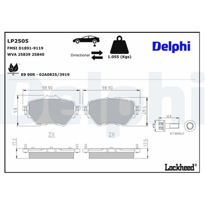 DELPHI Sada brzdových platničiek kotúčovej brzdy LP2505