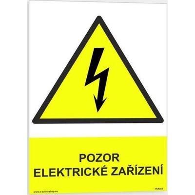 Traiva s.r.o Pozor elektrické zařízení Verze: Samolepka 210 x 297 mm (A4) tl. 0.1 mm - Kód: 10809