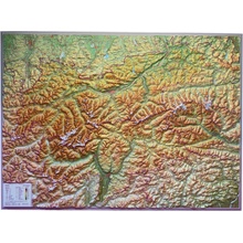 Georelief Tyrolsko - plastická mapa 80 x 60 cm Varianta: bez rámu, Provedení: plastická mapa