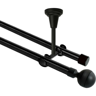OK-GarnýžeCZ Garnýž kovová dvouřadá 19mm Gabi černá 110 cm do stropu / na tunýlek - bez kroužků