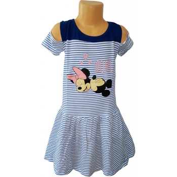 Eplusm šaty Minnie a Mickey love s proužky a dělenými rukávky modré
