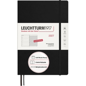 Leuchtturm1917 weekly calendar 2027 Composition (B5) with notebook - appointment planner German, black, January-December 2027, weekly overview on the left + note page on the right - 400038 (400038)